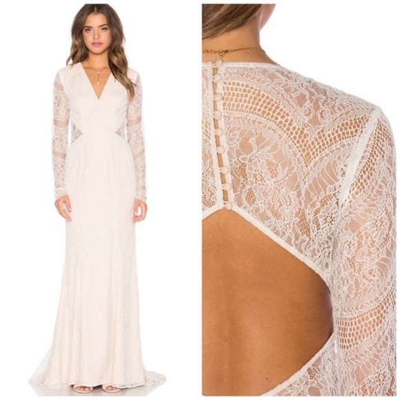 NEW TULAROSA X REVOLVE BOHO IVORY LACE LONGSLEEVE WEDDING DRESS GOWN 4 - Picture 4 of 17